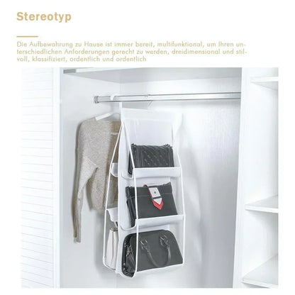 Foldable Hanging Handbag Organizer with Six Pockets - Random Color